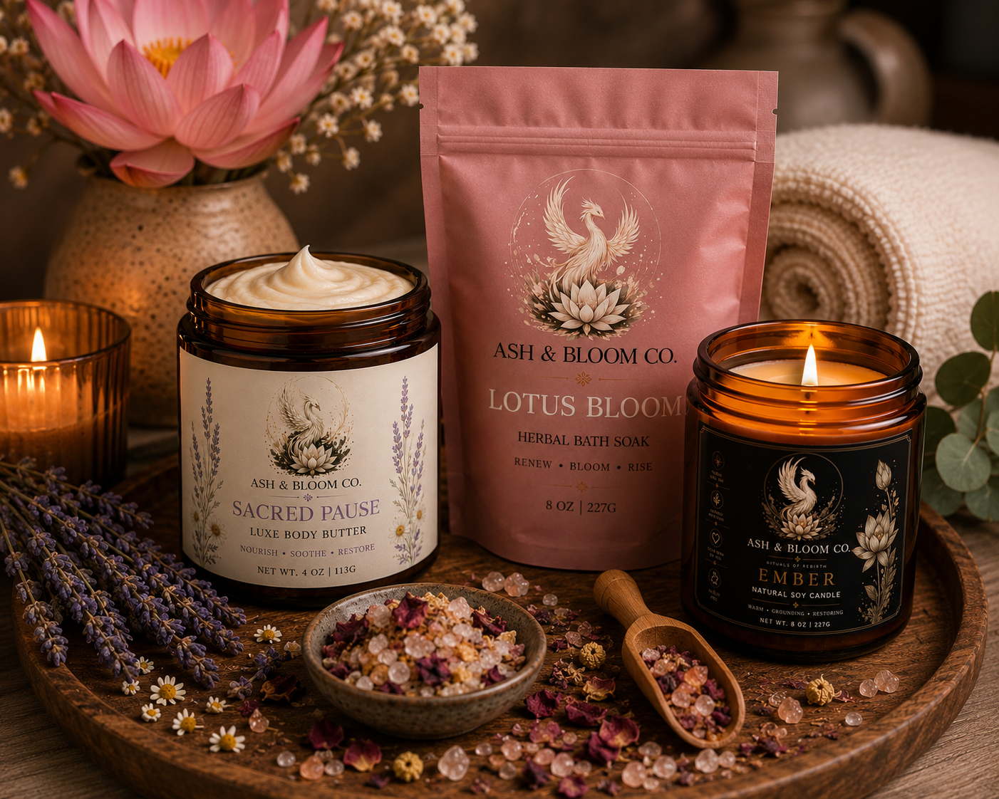 Ritual Set – Sacred Pause • Lotus Bloom • Ember