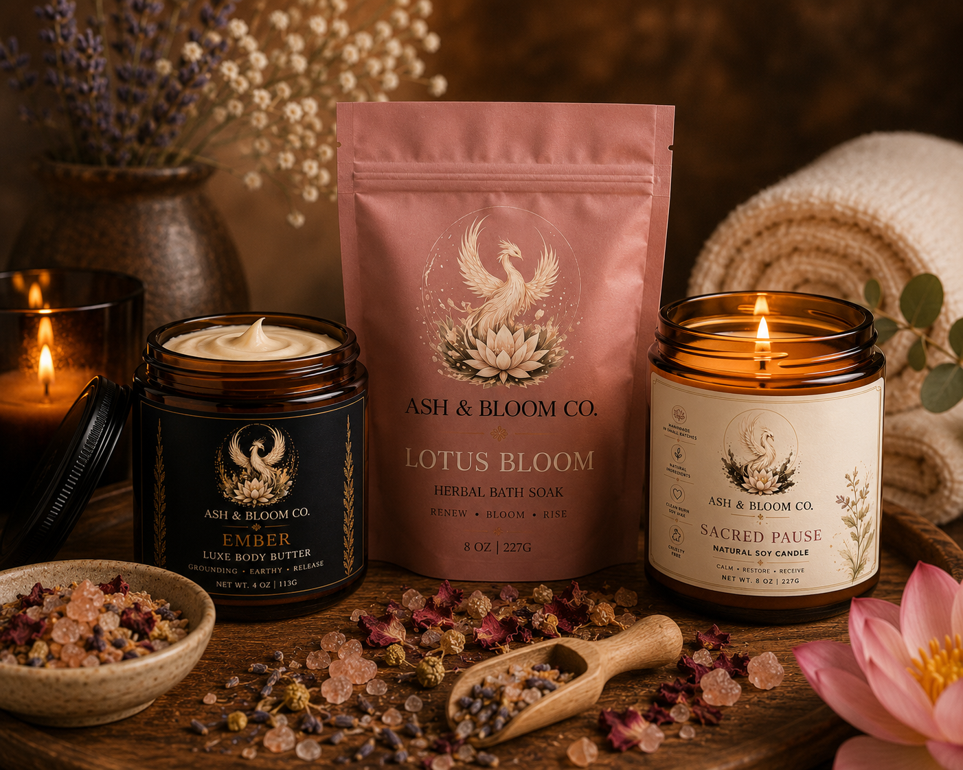Ritual Set – Ember • Lotus Bloom • Sacred Pause